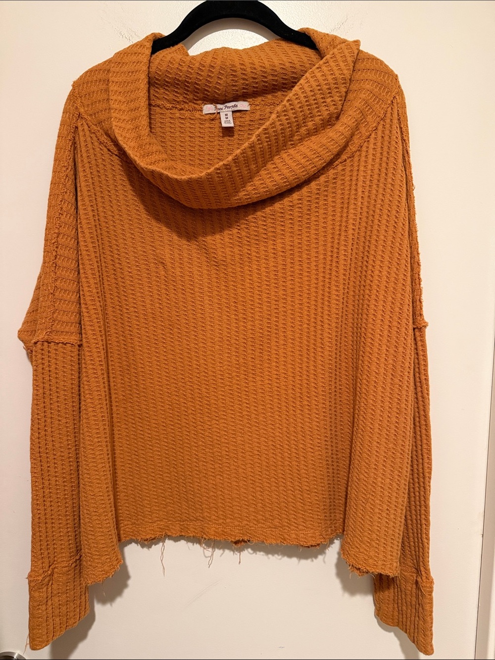 Free People Waffle Knit Cowl Sweater in Rusty Orange